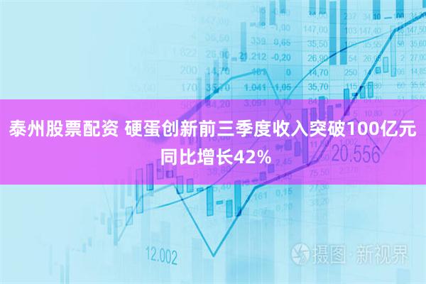 泰州股票配资 硬蛋创新前三季度收入突破100亿元 同比增长42%