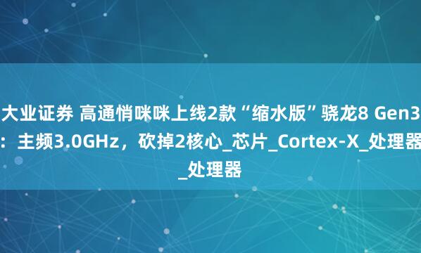 大业证券 高通悄咪咪上线2款“缩水版”骁龙8 Gen3：主频3.0GHz，砍掉2核心_芯片_Cortex-X_处理器
